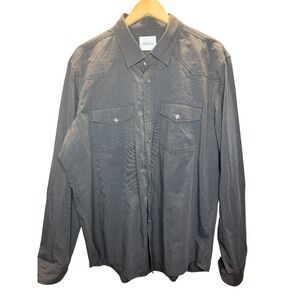 Batch Button Up Shirt Jacket Mens XL Black Long Sleeve Cotton Western